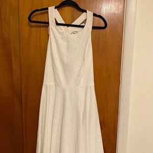 Off White Jessica Simpson Dress with Embossed Flowers Large Back Bow, Size 10
